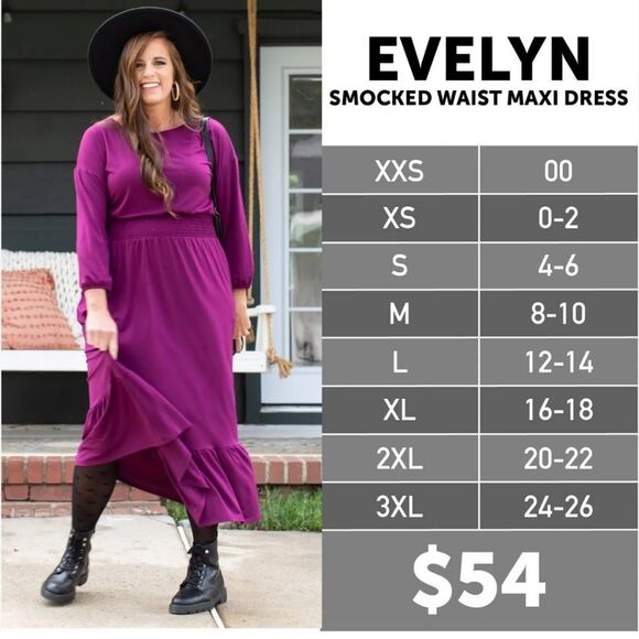 LuLaRoe Evelyn Smocked Waist Maxi Dress Beautiful NWT XL - Picture 6 of 6